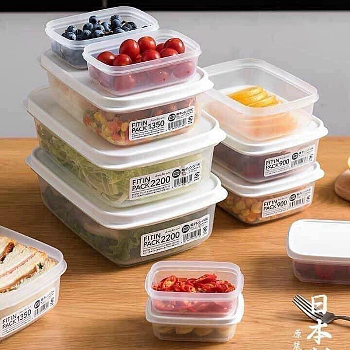 Hộp nhựa nắp dẻo màu trắng FIT IN PACK nhiều size - Nội Địa Nhật Bản