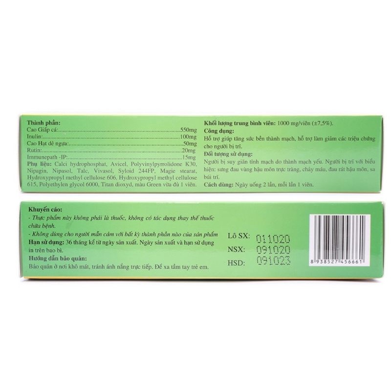 VIÊN GIẤP CÁ HD EXTRA giảm táo bón và trĩ - Hộp 30 viên