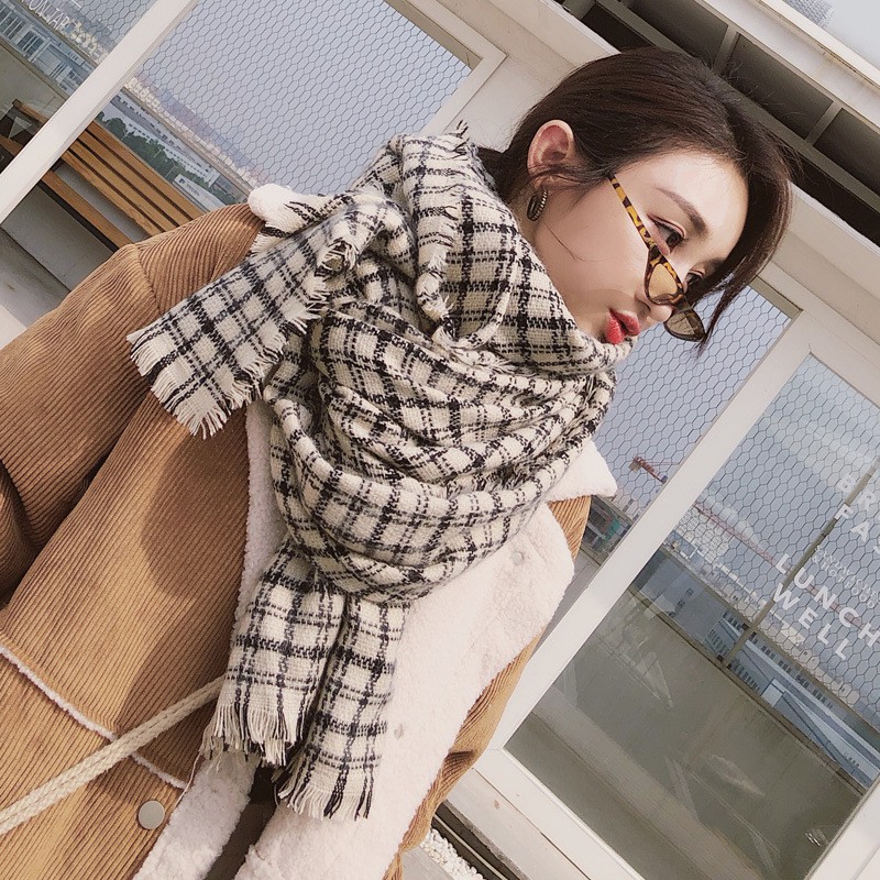 [Nowship2h] Khăn Choàng Cổ Cashmere Len Nam Nữ Cao Cấp Giữ Ấm Mùa Đông Kẻ Sọc - 70x190cm - PJN.ARC - Mã LN009