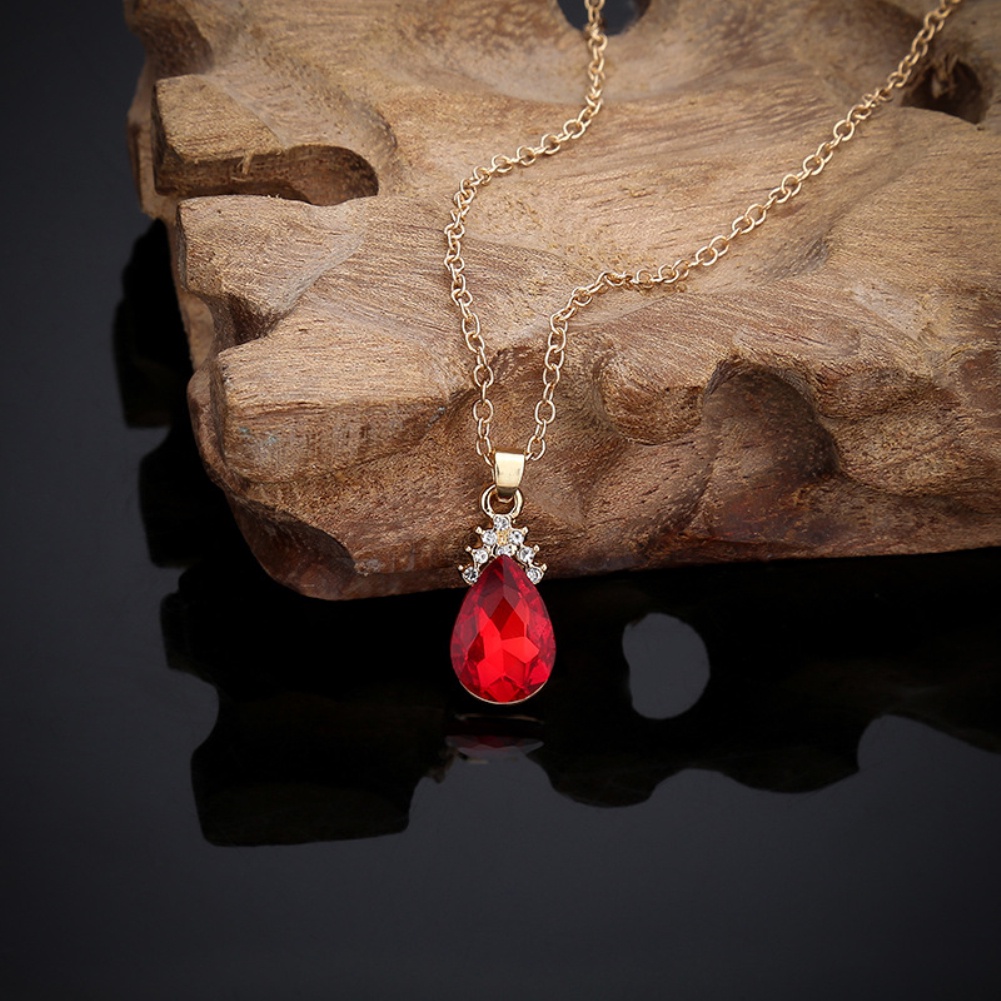 Bộ Vòng cổ + Bông Tai Hình Giọt Nước Đính Đá Phong Cách Cổ Điển