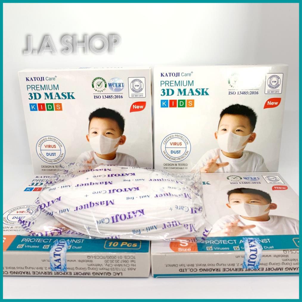 Khẩu Trang 3D [10 cái] Cho Bé 4 Lớp Kháng Khuẩn KATOJI Hàng Chính Hãng Có Giấy Chứng Nhận Đạt Tiêu Chuẩn [SALE SẬP SÀN]