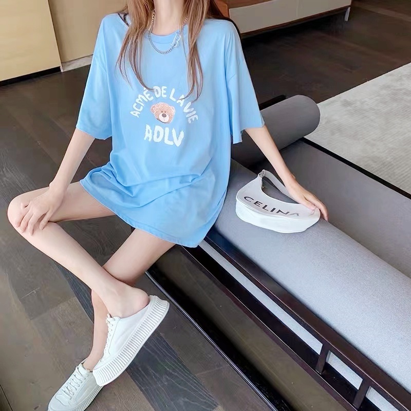 2721632Áo Thun Tay Ngắn In Hình Gấu Hoạt Hình Phong Cách Hàn Quốc Dành Cho Nữ
