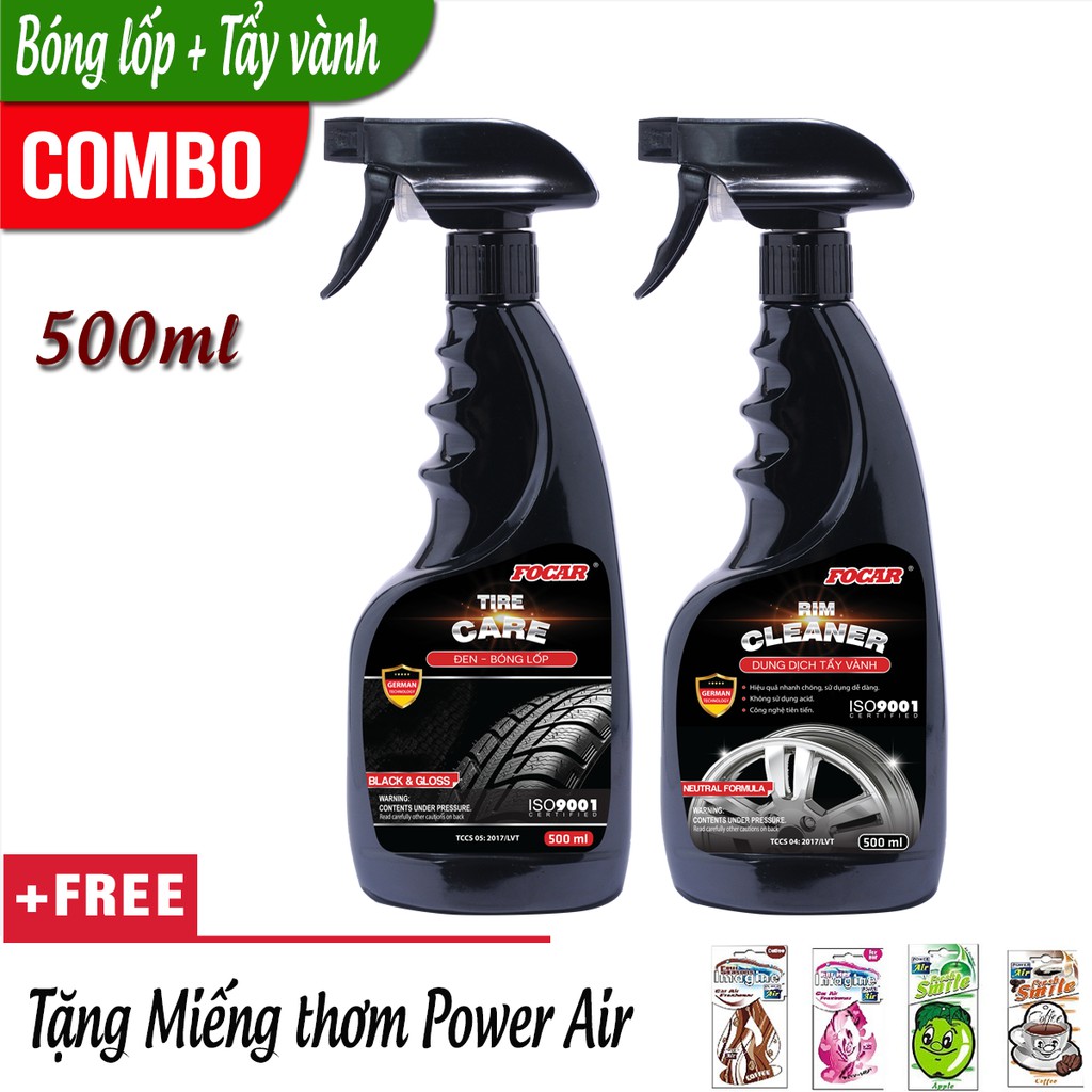 Bộ Tẩy vành mâm + Đen bóng lốp Focar 500ml