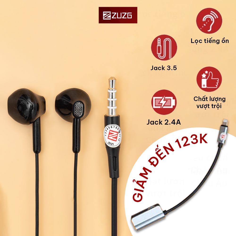 Tai nghe có dây E25S kèm jack chuyển đổi YL6I - Chính hãng ZUZG