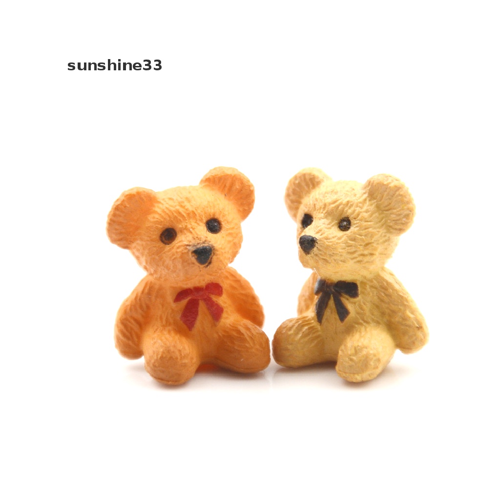 SU 4pcs/lot Bear Figures Mini Fairy Garden Animals Statue Miniature  n