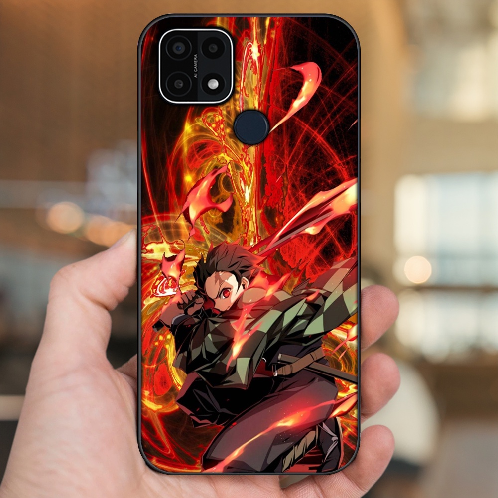 Ốp lưng Oppo A15, A15s viền đen in hình Tanjiro Kimetsu No Yaiba