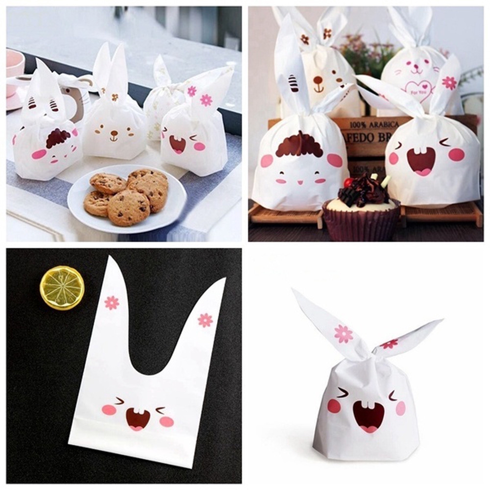 Set 10 Túi Đựng Bánh Kẹo/Quà Tặng Kiểu Dáng Tai Thỏ Xinh Xắn