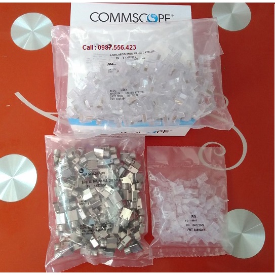 Hạt mạng AMP/COMMSCOPE cat6 FTP ( 3 mảnh) PN: 6-2111989-3 kèm đầu chụp