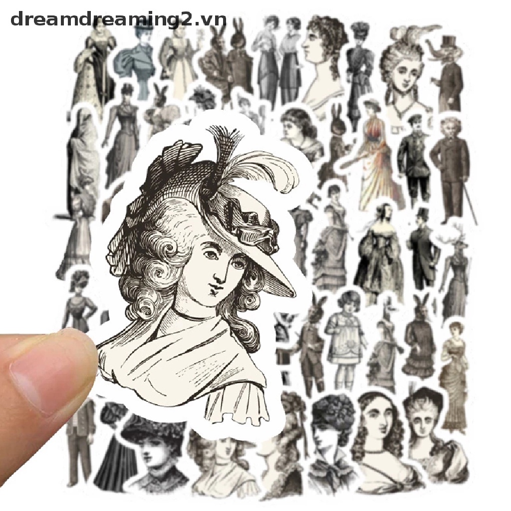 Set 50 Sticker Dán Trang Trí Sổ Tay Phong Cách Cổ Điển