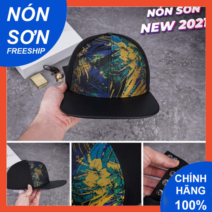 Nón Sơn Snapback hoa vàng mỏ ngang bằng phong cách hip hop / Nón Snapback Nón Sơn chính hãng