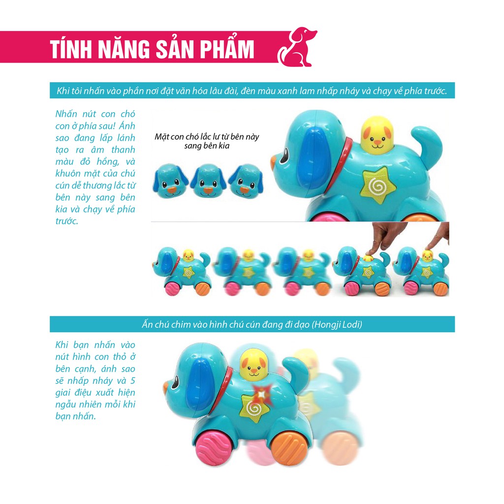 Chú chó Puppy ấn chạy có nhạc vui nhộn Winfun WF0733 - Hàng chính hãng có bảo hành