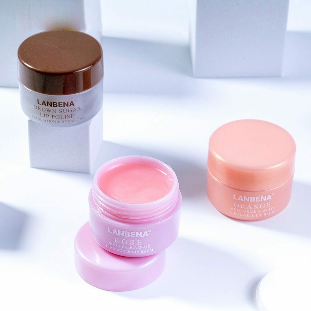 [Ship Toàn Quốc] LANBENA Mặt Nạ Môi Son Dưỡng Môi Đường Nâu/Cam/Hoa Hồng LIP MASK&amp;LIP BALA