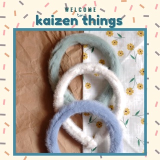 Băng đô cài tóc lông mịn màu trơn tone pastel kaizenthings