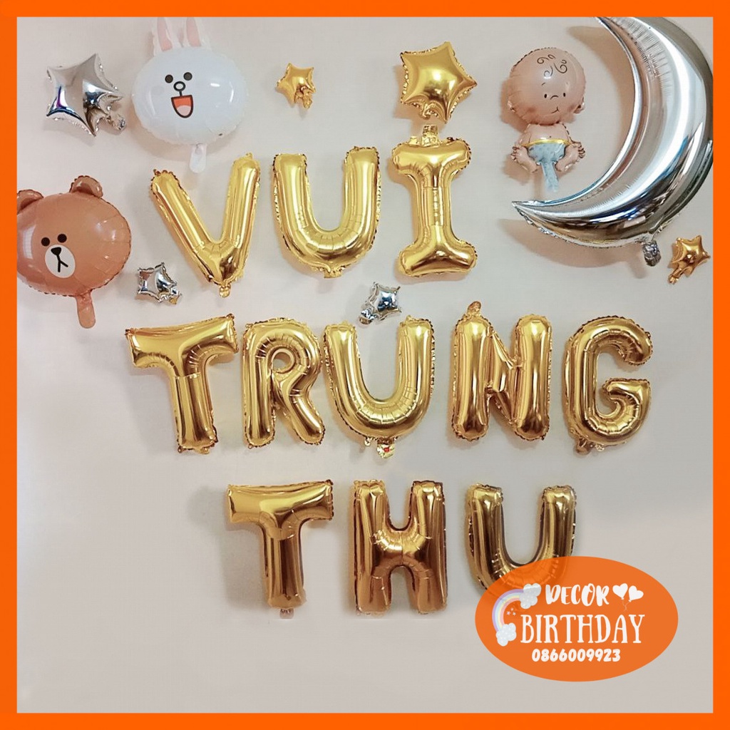 Trang Trí Trung Thu Cùng BirthdayDecor, VUI TRUNG THU Đầy Đủ Như Hình Tặng Kèm Đồ Bơm Băng Dính Bóng