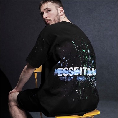 FEAR OF GOD FOG Duplex ESSENTIALS splash ink letter graffiti loose high street trend short-sleeved T-shirt