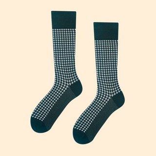 Tất cổ cao hoạ tiết - Houndstooth Trắng xanh lá