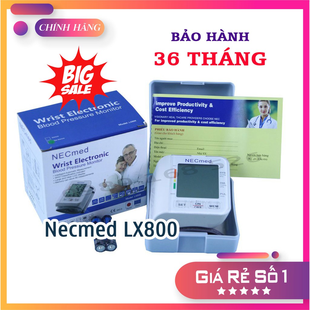 ✅ [CHÍNH HÃNG] Máy Đo Huyết Áp Cổ Tay NECMED LX800 Tự Động, Cho Kết Quả Nhanh Chóng, Ngăn Nguy Cơ Độ