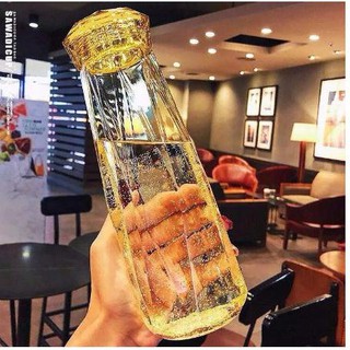 Bình nước thủy tinh màu dáng kim cương cao cấp 430ml-Đồ gia dụng gia đình