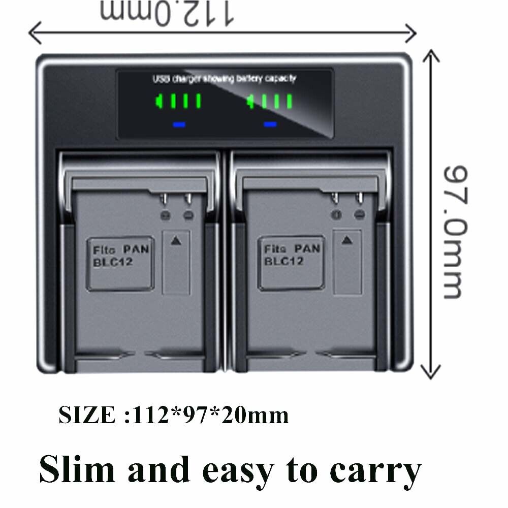 Bộ Sạc Pin Kép Cho Panasonic DMW-BLC12 DMC-FZ200 FZ300 FZ1000 FZ2000 2500