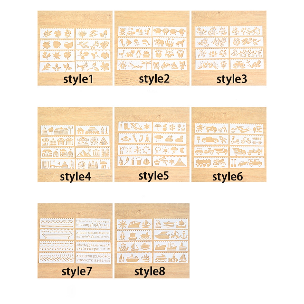 Set 8 Thước Vẽ Hình Trang Trí Sách Kỉ Niệm Cho Bé