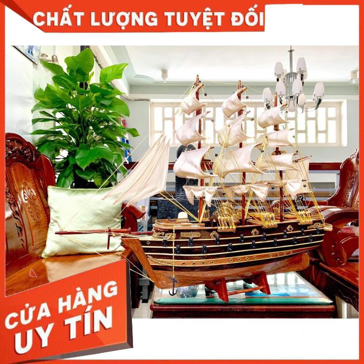 Mô Hình Thuyền Gỗ Trang Trí - Thuyền gỗ chiến NAPOLEON Pháp dài 78cm - Loại I - Thân tàu dài 60 cm