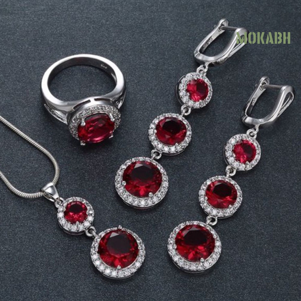 Bộ Trang Sức Đính Đá Nhân Tạo Hình Tròn Thời Trang Dành Cho Nữ