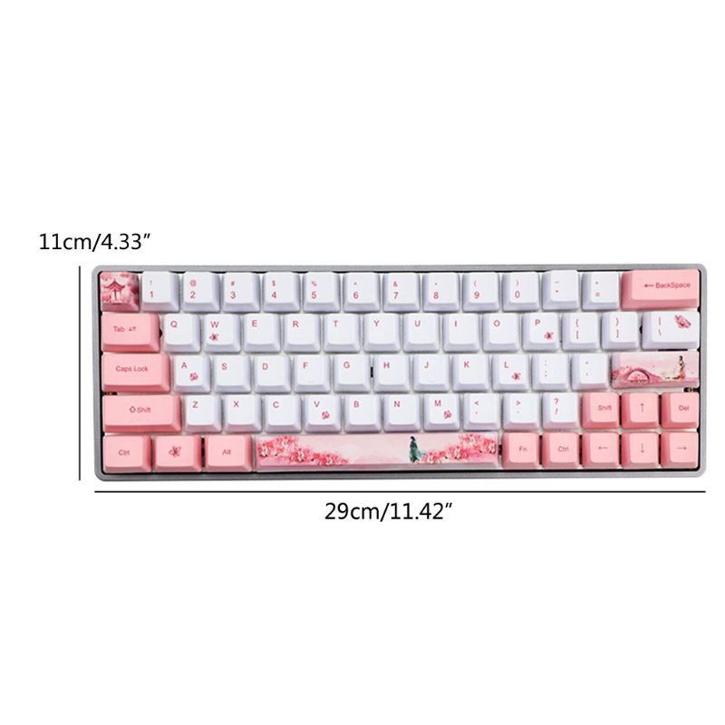 Nút Bàn Phím Cơ Pbt Oem In Hình Hoa Anh Đào Dễ Thương 60% Cho Gh60 Gk61 Gk64