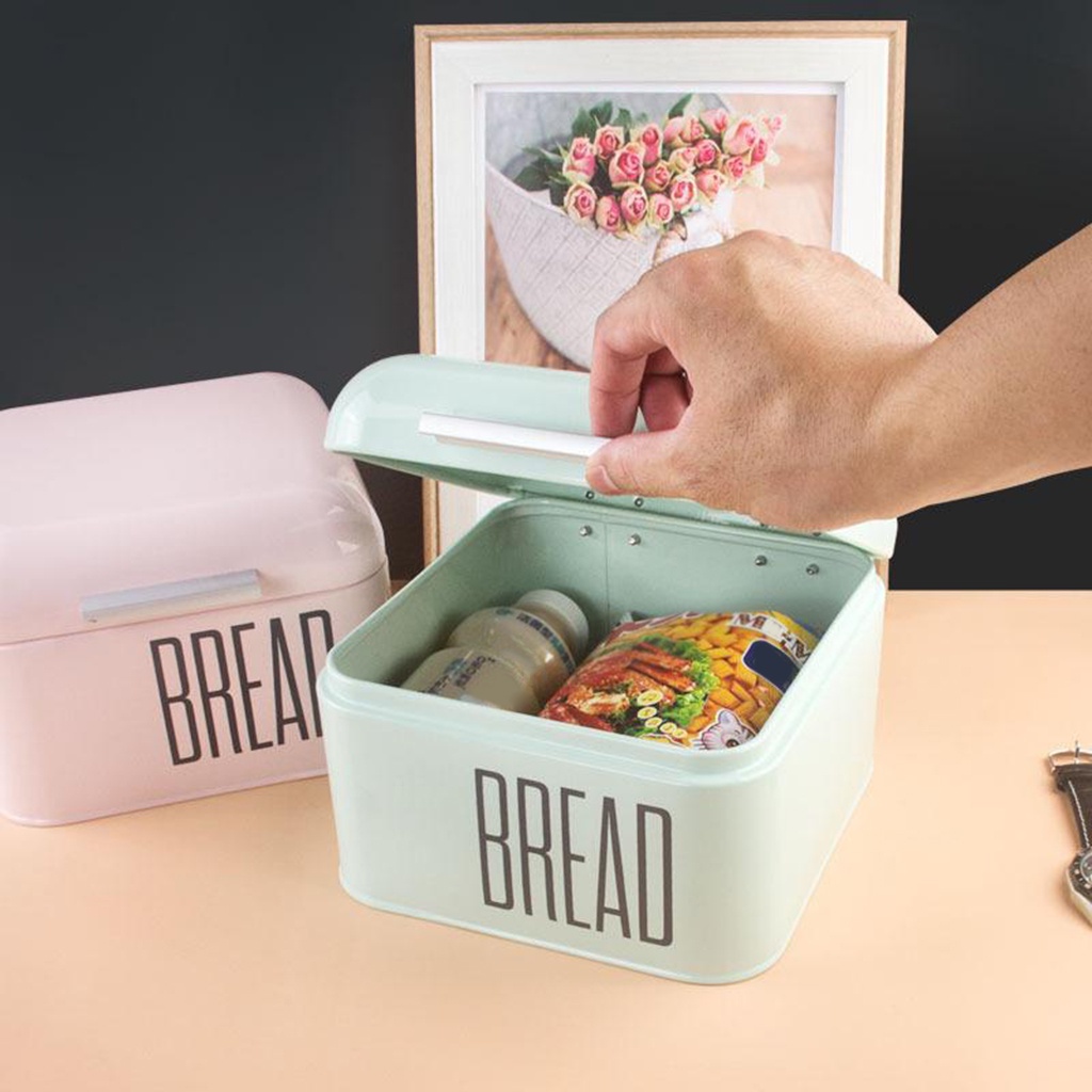 Countertop Metal Bread Box Kitchen Bread Bin Storage Container with Lid