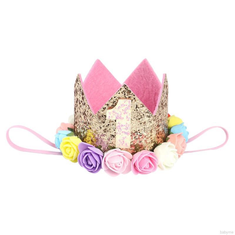 Băng đô hình vương miện phối hoa đáng yêu cho bé gái