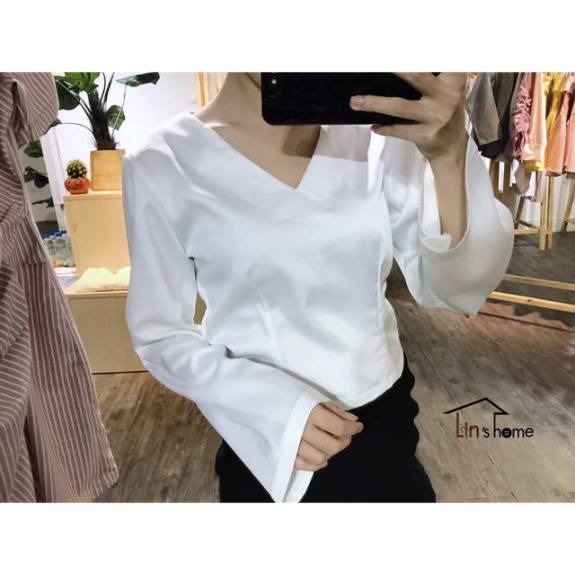 ÁO LINEN TAY LOE CỘT NƠ (HÌNH SHOP CHỤP)