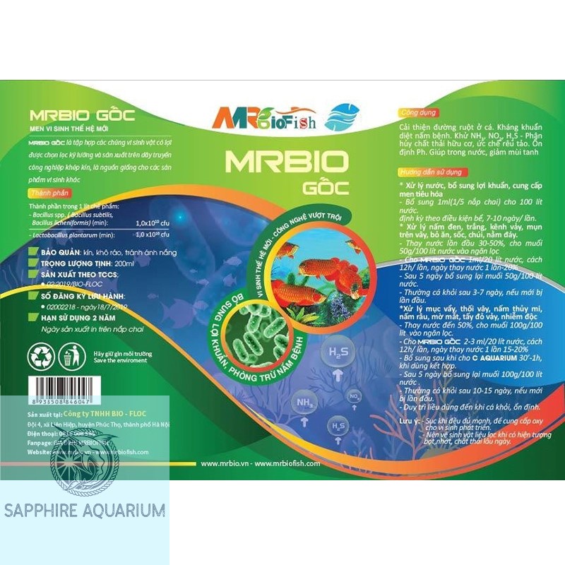 Mr Bio Fish - Men vi sinh gốc xử lý nước bể cá