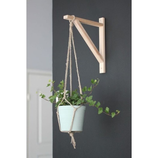 Bab bát gỗ treo chậu hoa vừa. ke vuông gắn tường bát treo