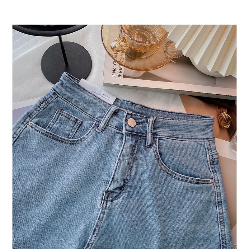 Quần Short Denim Chữ A Lưng Cao Ống Rộng Phong Cách Hàn Quốc Mới Cho Nữ