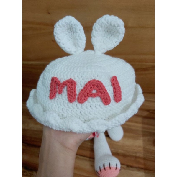 Mũ len móc tên theo yêu cầu handmade dễ thương