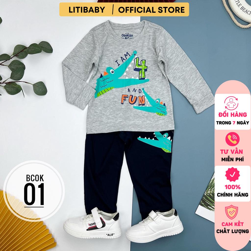 Bộ bé trai LITIBABY dài tay, chất cotton, size 2, 3, 4, 5, 6, 7 tuổi