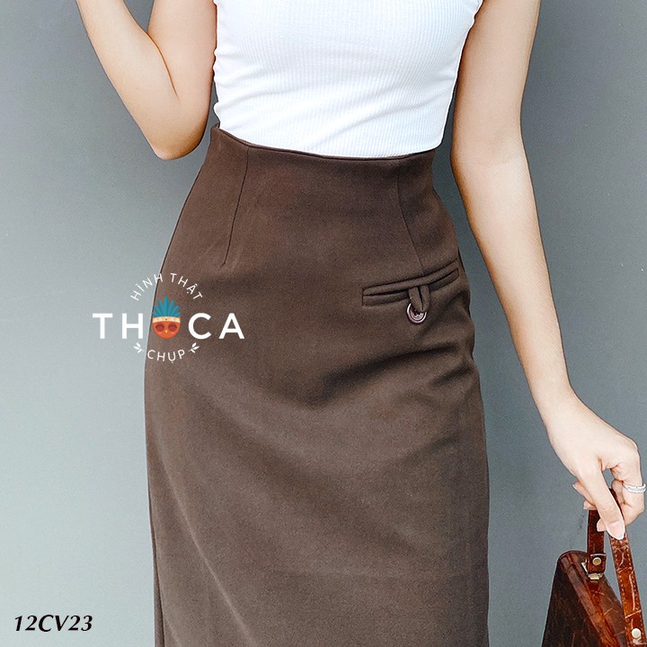 Chân váy công sở kiểu chữ A dáng lỡ túi mổ nút gài THOCA HOUSE ôm body tôn dáng cực sang trọng, quí phái | BigBuy360 - bigbuy360.vn