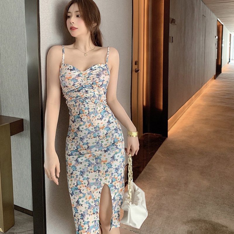 Brroa Đầm Hai Dây Dáng Dài Ôm Sát Họa Tiết Hoa Thời Trang Mùa Hè Quyến Rũ Cho Nữ