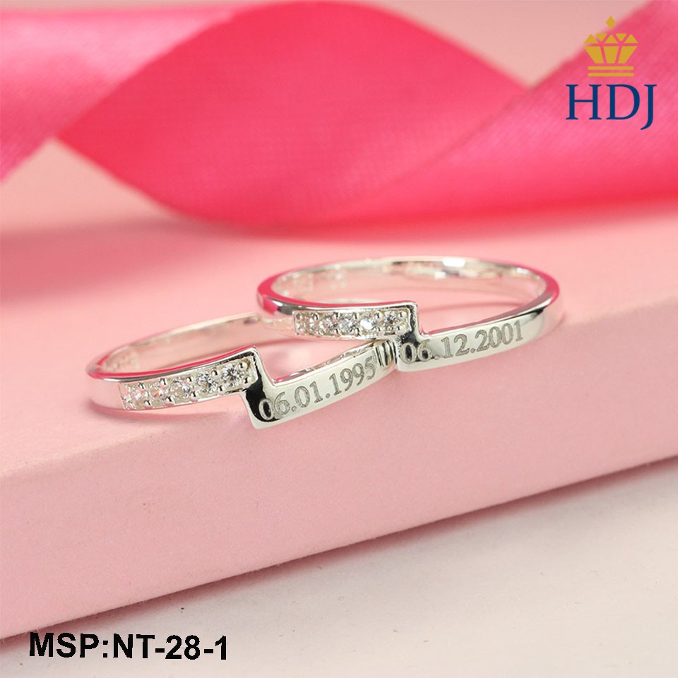 Nhẫn đôi bạc 925 đẹp, đơn giản khắc tên theo yêu cầu trang sức cao cấp HDJ mã NT-28-1