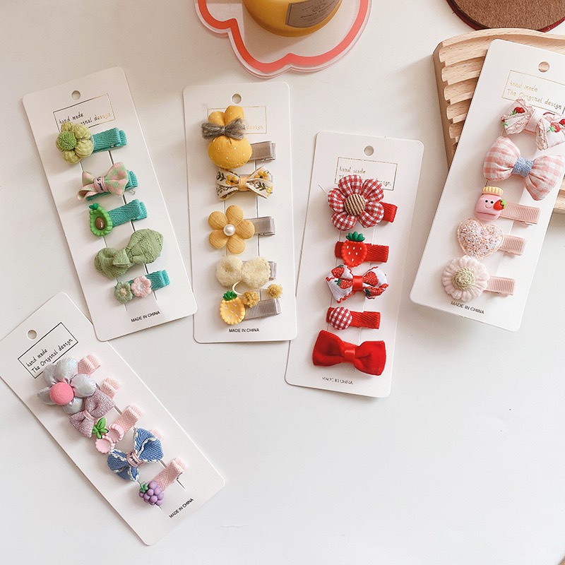 Set phụ kiện tóc 5 món hoa quả cute dễ thương