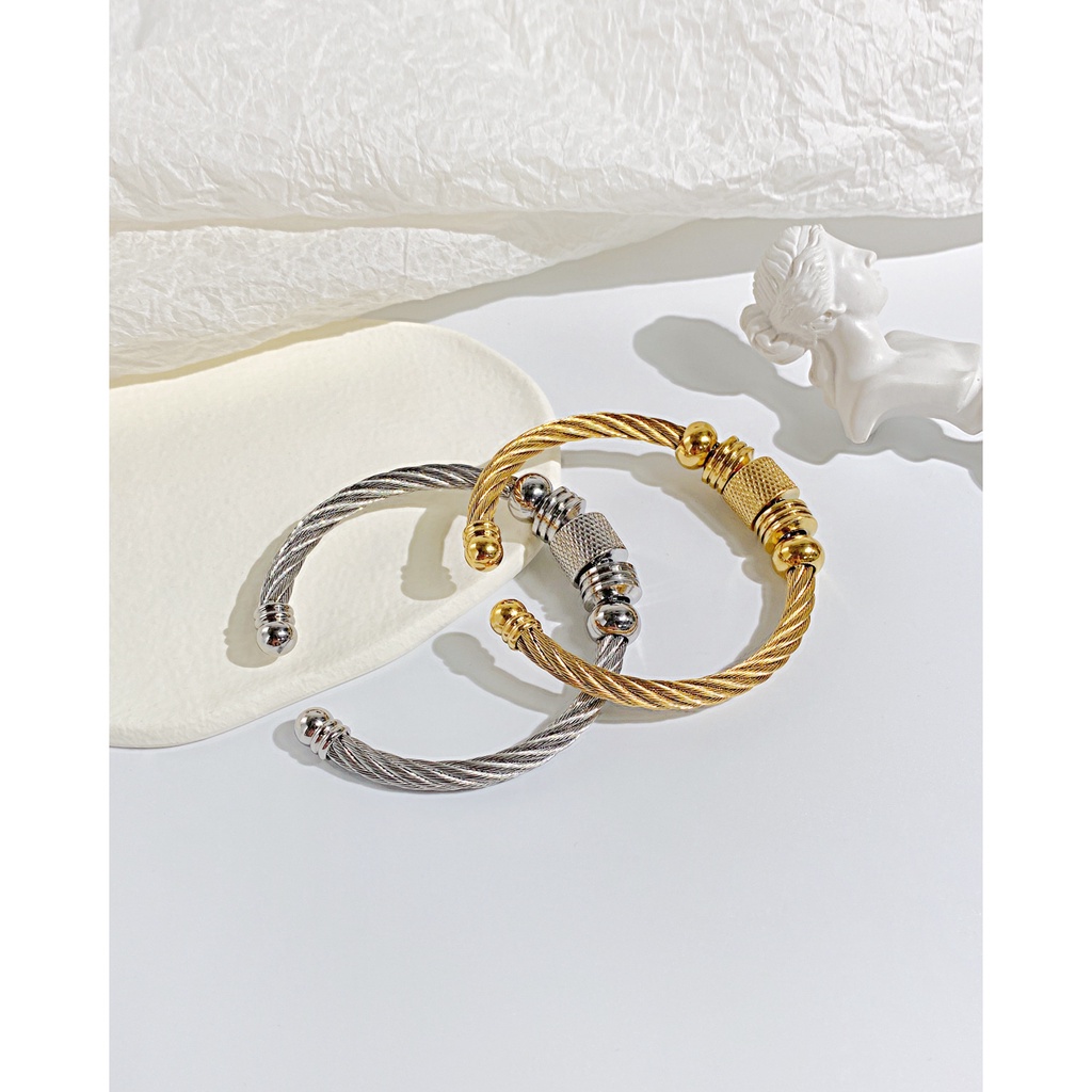 Vòng Đeo Tay Bằng Thép Không Gỉ Phong Cách Hip Hop Thời Trang Cho Nữ