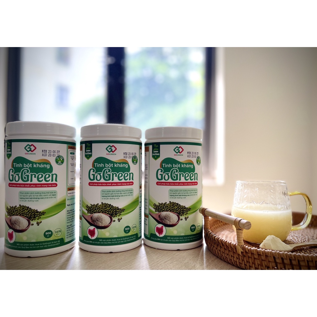 [CHÍNH HÃNG] COMBO 2 Tinh Bột Kháng Tự Nhiên GoGreen 900gr - Đánh Bay Táo Bón, Tiêu Chảy &amp; Đại Tràng Co Thắt