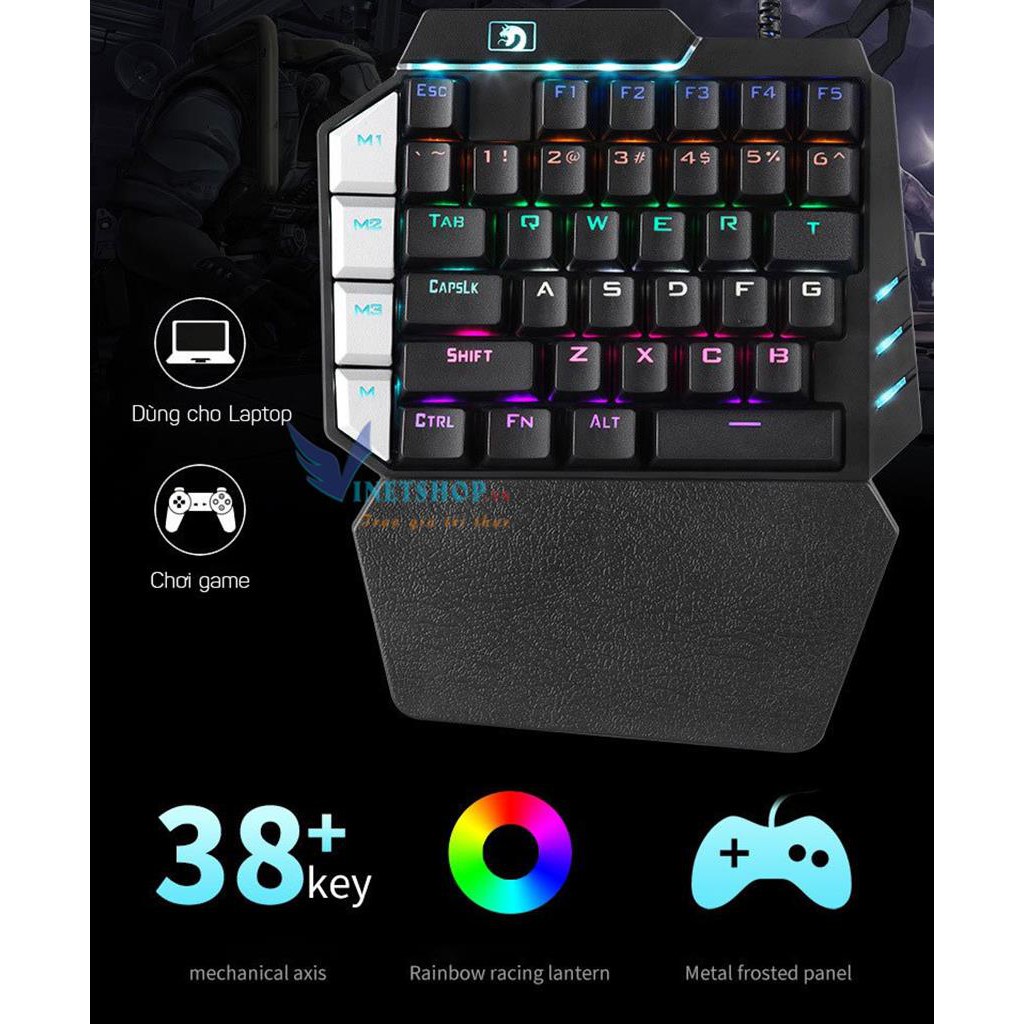 Bàn phím cơ 1 tay Technology K109 LED RGB swith blue chuyên game Pubg -DC3708