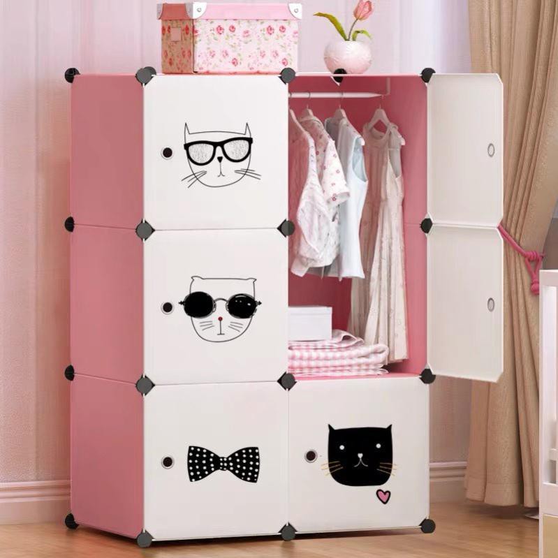 TỦ NHỰA GHÉP ĐỰNG QUẦN ÁO ĐA NĂNG CỬA MÈO VUA THÂN HỒNG.XANH.TRẮNG.ĐEN(TẶNG KÈM THANH TREO ĐỒ)