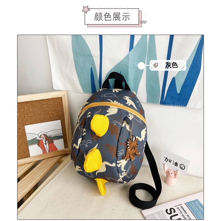 Ba Lô Vải Canvas Chống Thất Lạc Hình Khủng Long Dễ Thương Cho Bé trai, gái
