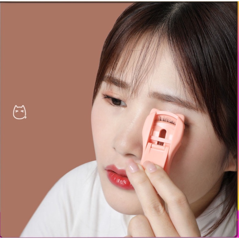 Bộ Dụng Cụ Uốn Cong Lông Mi Lâu Trôi Tạo Kiểu Hình Chân Mèo Dễ Thương