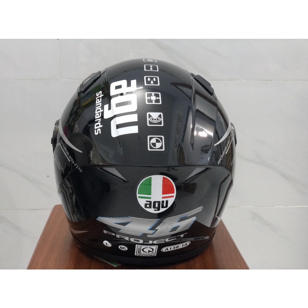 Mũ fullface AGU 46 bạc - Nón bảo hiểm trùm đầu đi phượt giá rẻ