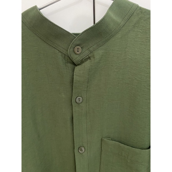 Áo sơ mi cổ tàu dài tay, sơ mi vải đũi xước thoáng mát, sơ mi nam túi ngực 3 màu ĐEN,TRẮNG,RÊU SMCT01 EL Nino