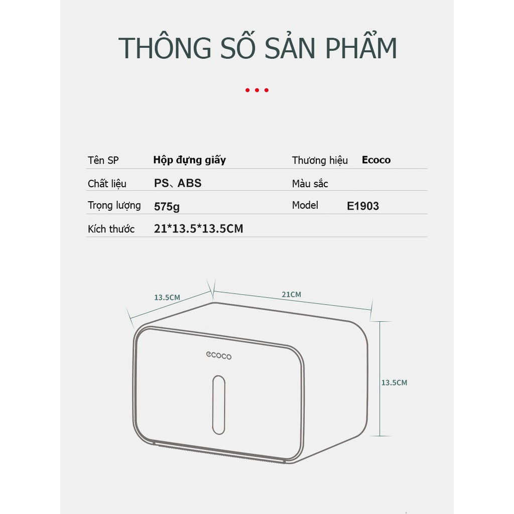 [Ecoco-E1903] Kệ đựng giấy vệ sinh treo tường - Hộp giấy đa năng sang trọng