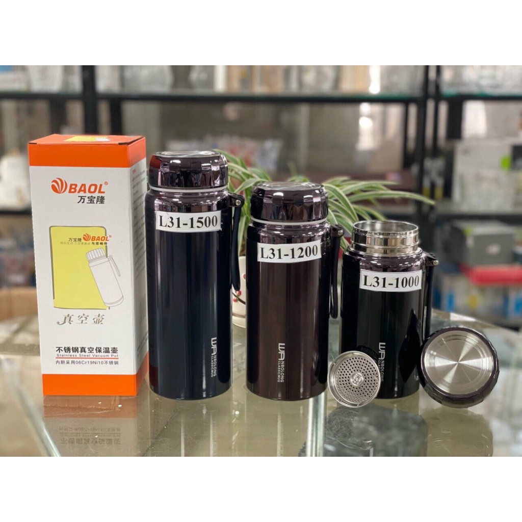 Bình inox giữ nhiệt mã L31 hàng loại 1 từ 1 lít đến 1.5 lít, loại bình nước giữ nhiệt lớn có dây xách