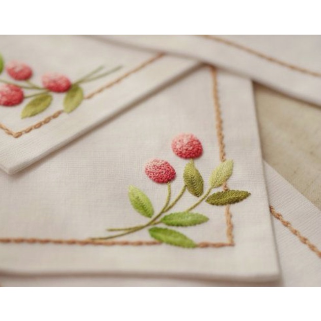 DIY Gói nguyên liệu khăn tay Thêu tay thủ công - Khăn Tay Vải Cotton Phối Ren Họa Tiết Kiểu Vintage Dễ Thương Cho Nữ ZEN